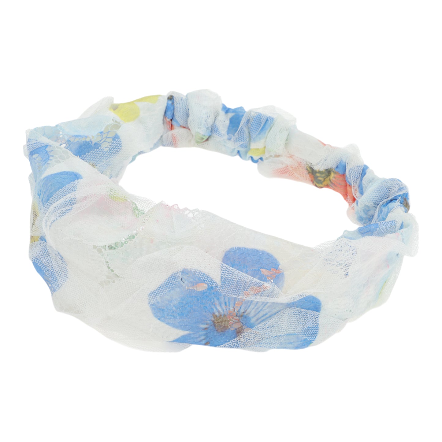 Diadema ancha de encaje floral para mujer, color azul y morado, 1 unidad
