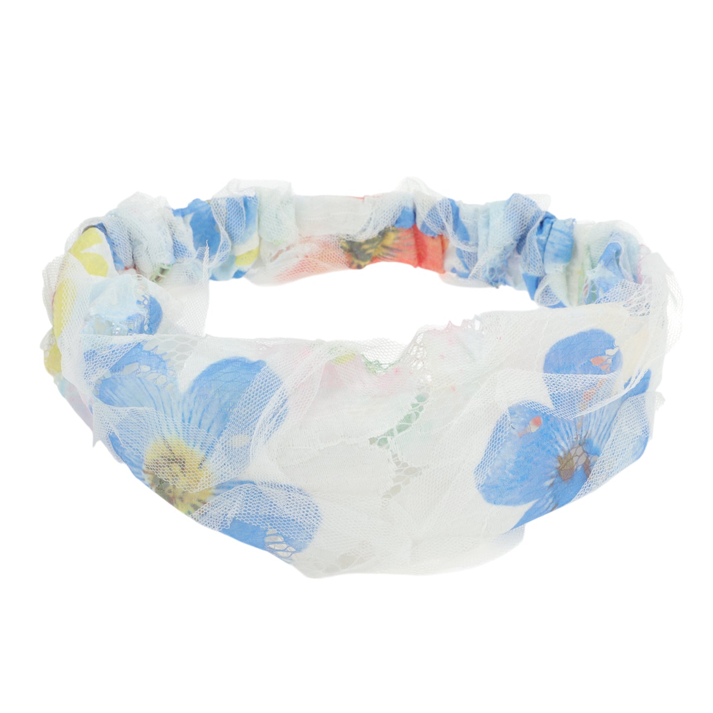 Diadema ancha de encaje floral para mujer, color azul y morado, 1 unidad