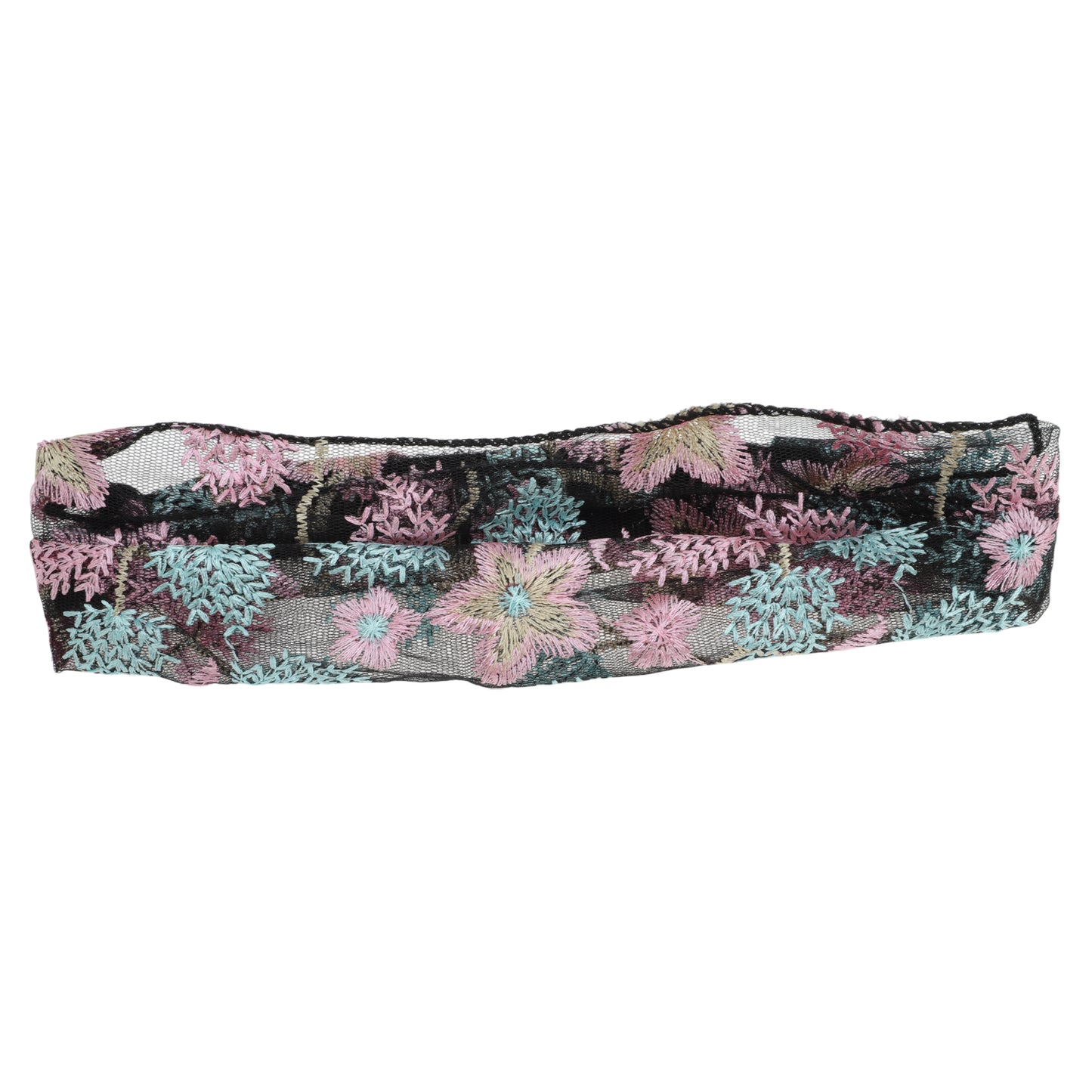 Diadema ancha de encaje con bordado floral para mujer, color rosa, 1 unidad