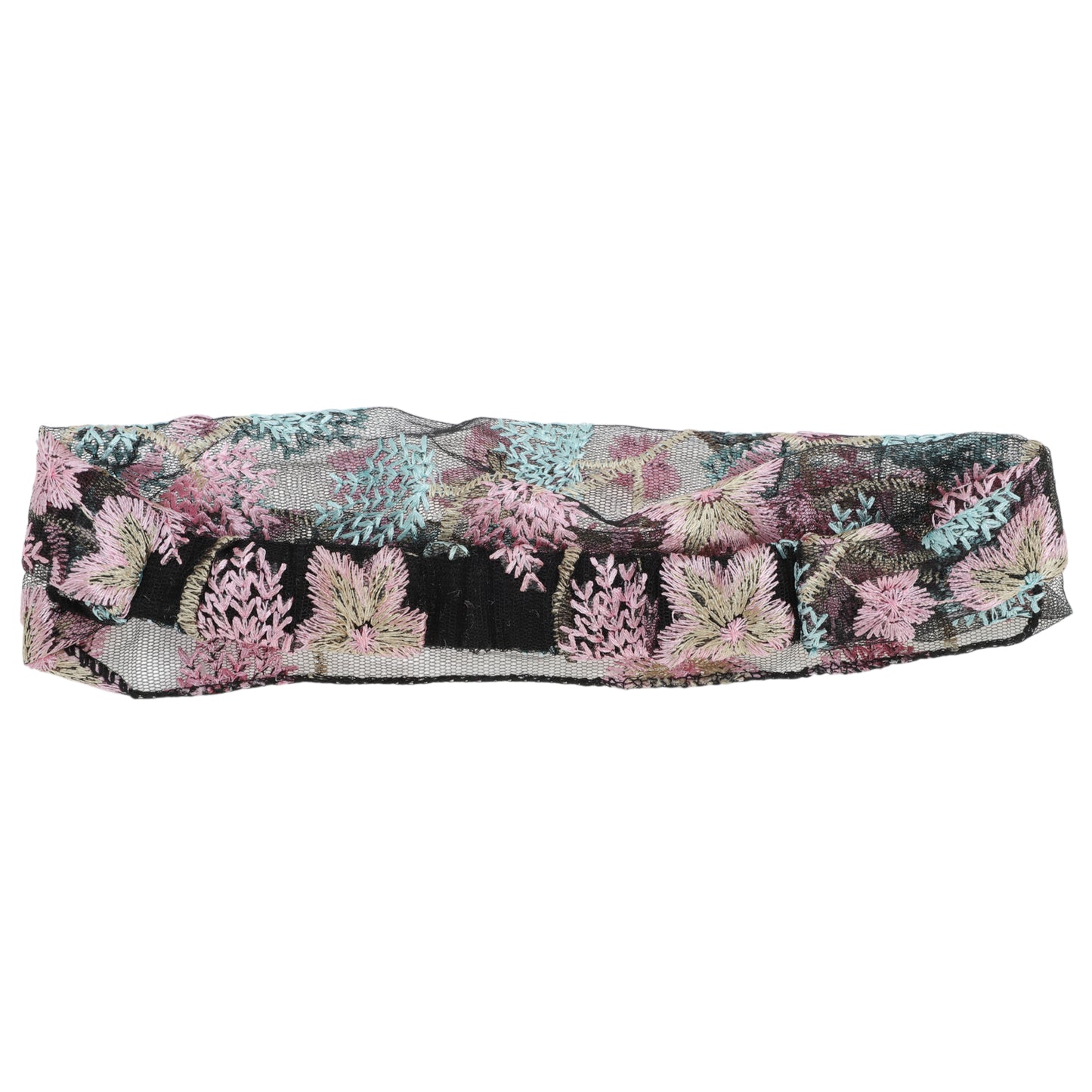 Diadema ancha de encaje con bordado floral para mujer, color rosa, 1 unidad