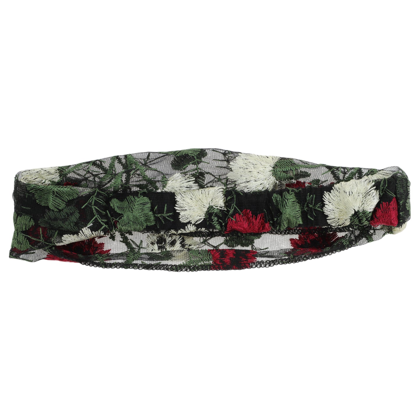 Diadema ancha de encaje con bordado floral para mujer, color rojo y verde, 1 unidad