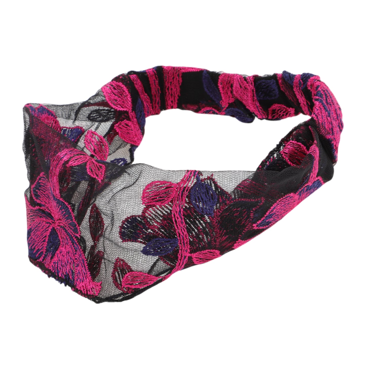 Flowers Lace Wide Headband for Women Retro Headband Rose Red 1 Pc