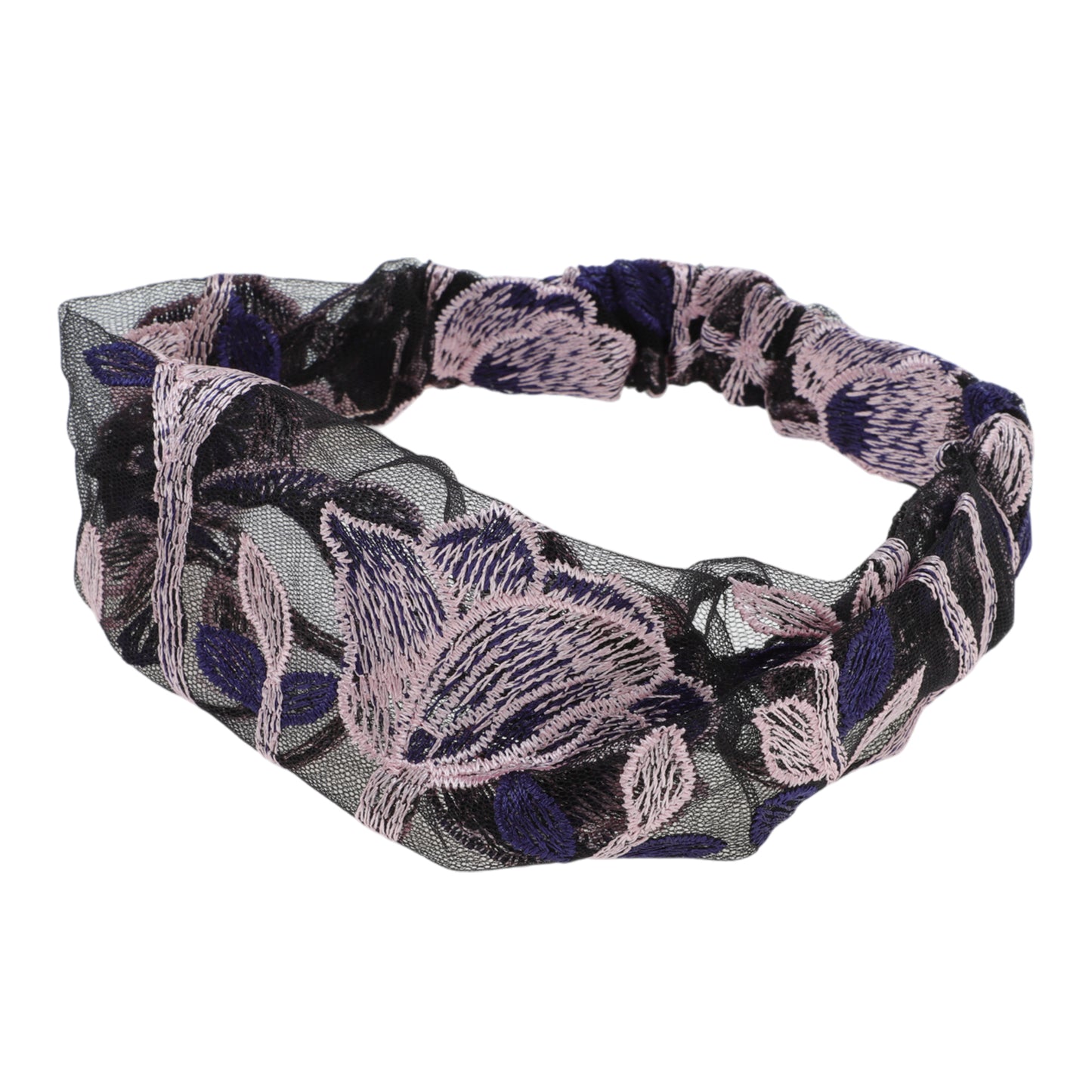 Flowers Lace Wide Headband for Women Retro Headband Purple 1 Pc
