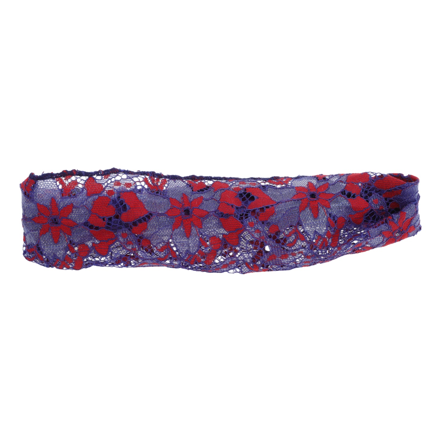 Flowers Stretch Lace Wide Headband for Women Blue Red 1 Pc