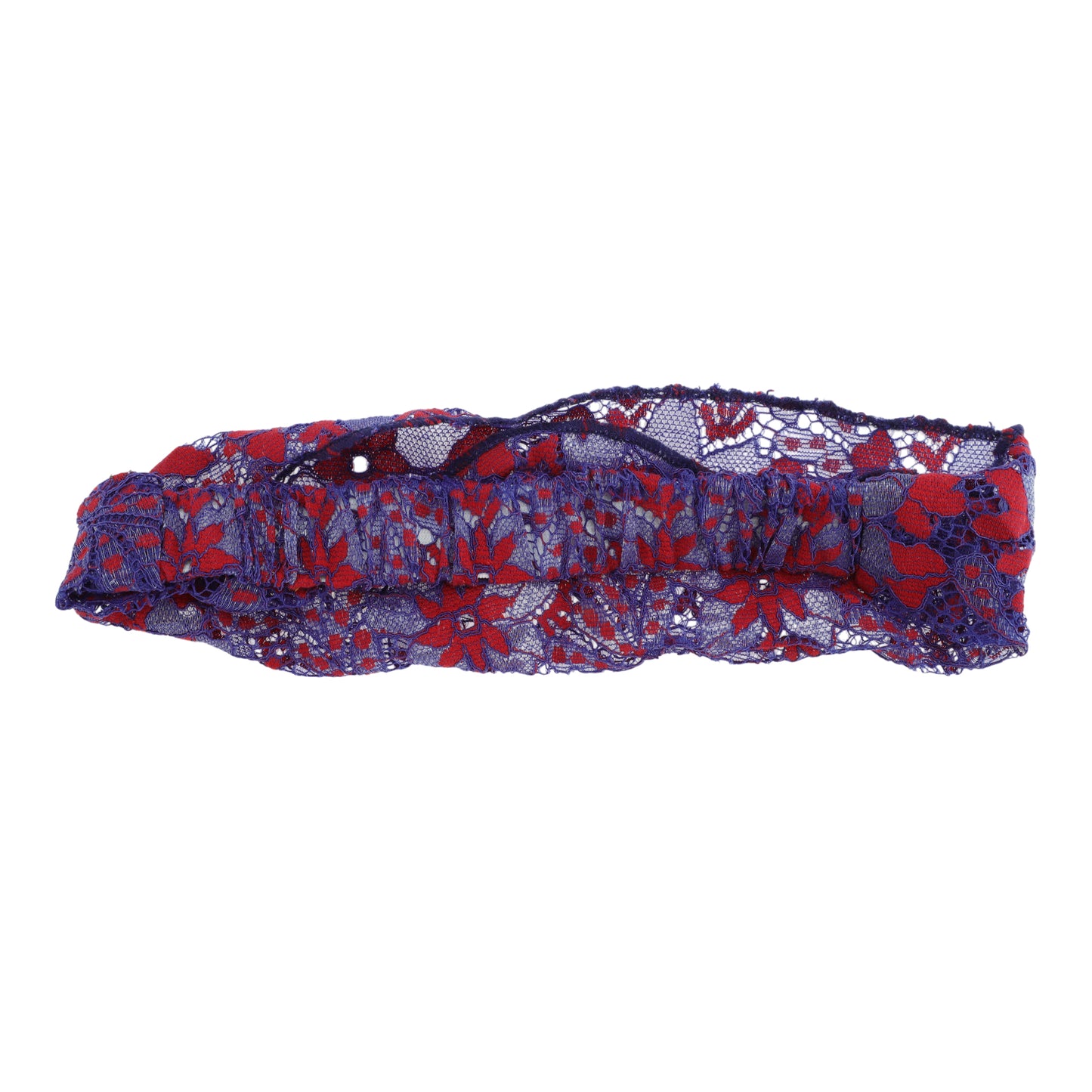 Flowers Stretch Lace Wide Headband for Women Blue Red 1 Pc
