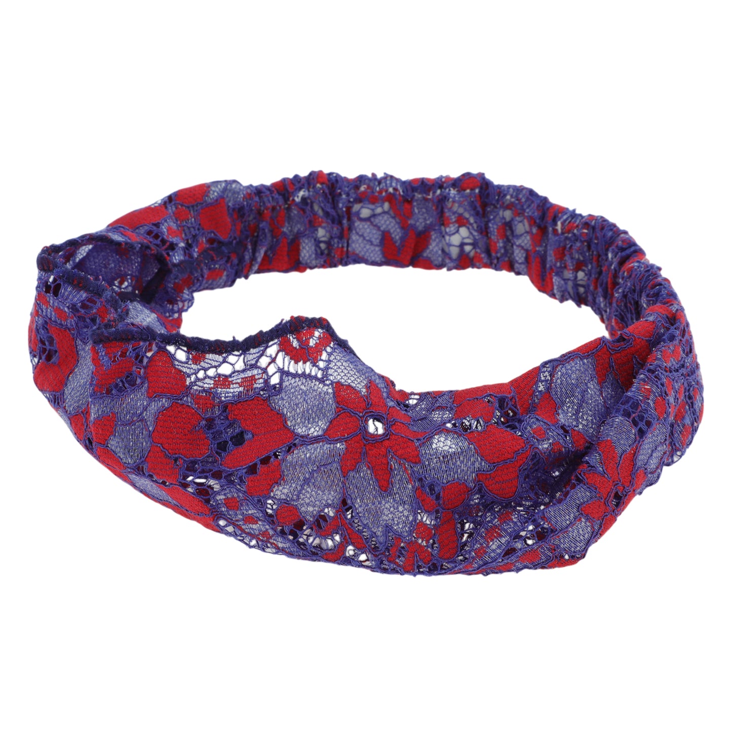 Flowers Stretch Lace Wide Headband for Women Blue Red 1 Pc