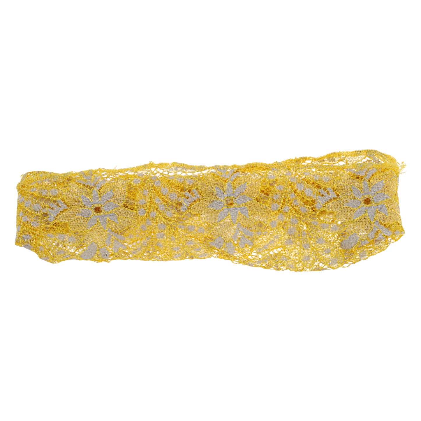 Flowers Stretch Lace Wide Headband for Women Yellow 1 Pc