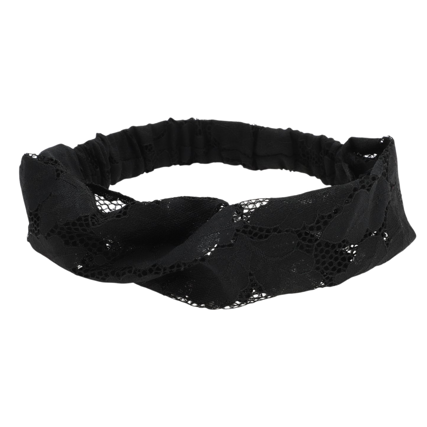 Leaf Lace Headband for Women Black 1 Pc