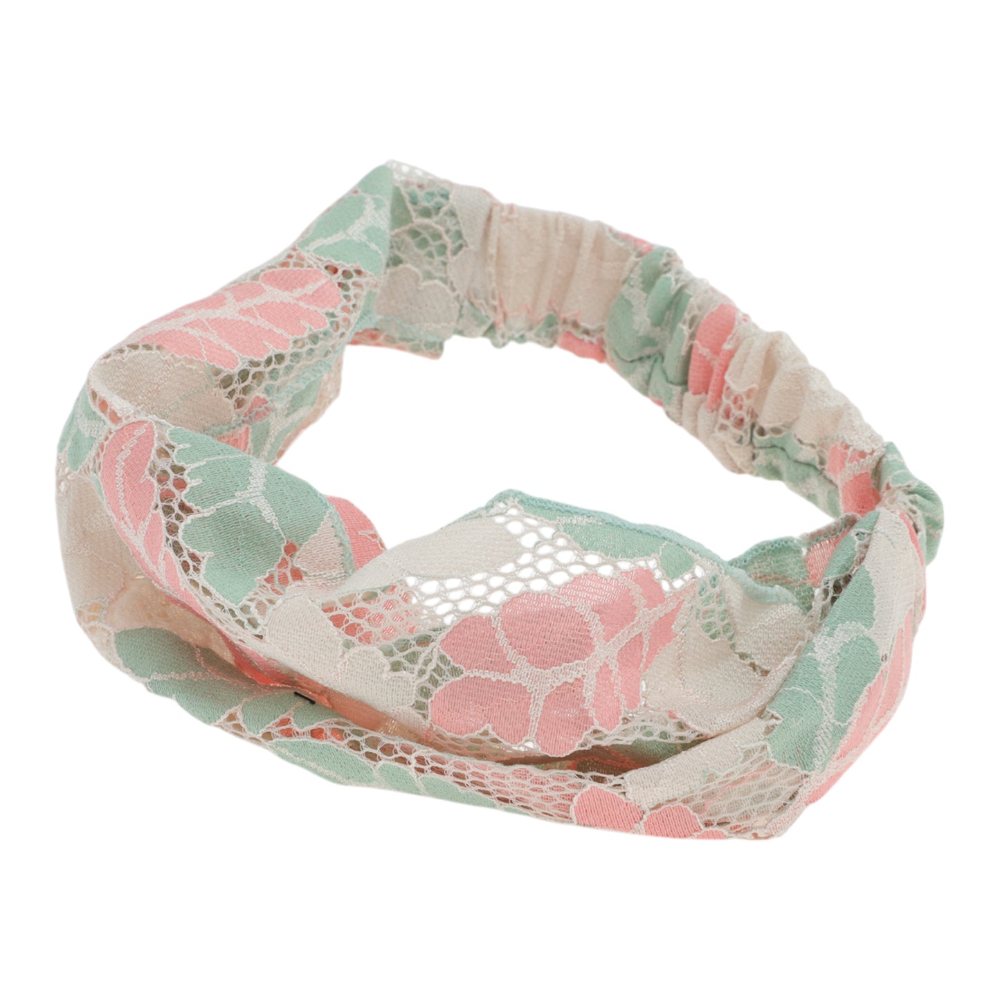 Leaf Lace Headband for Women Green Pink 1 Pc