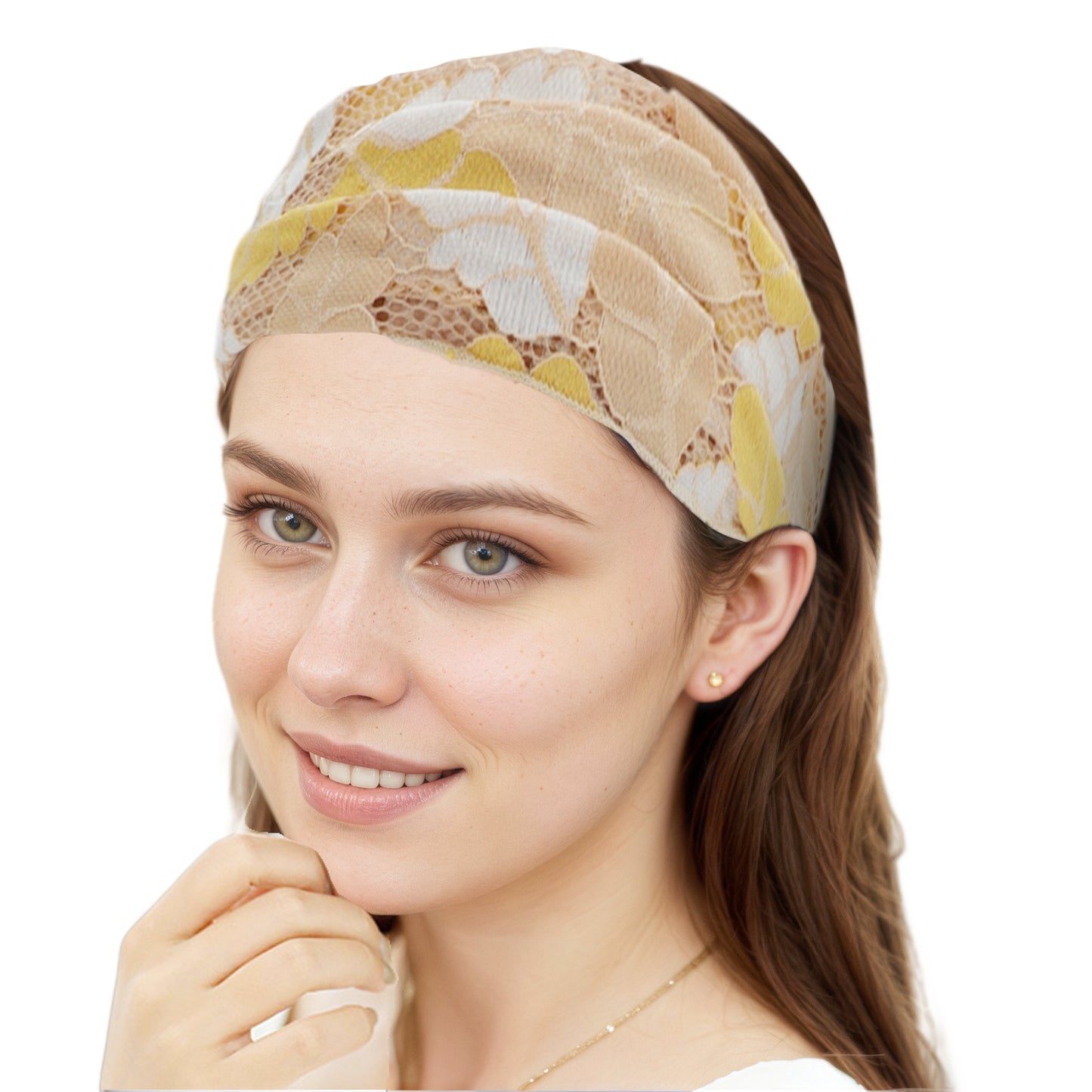 Leaf Lace Headband for Women Yellow 1 Pc