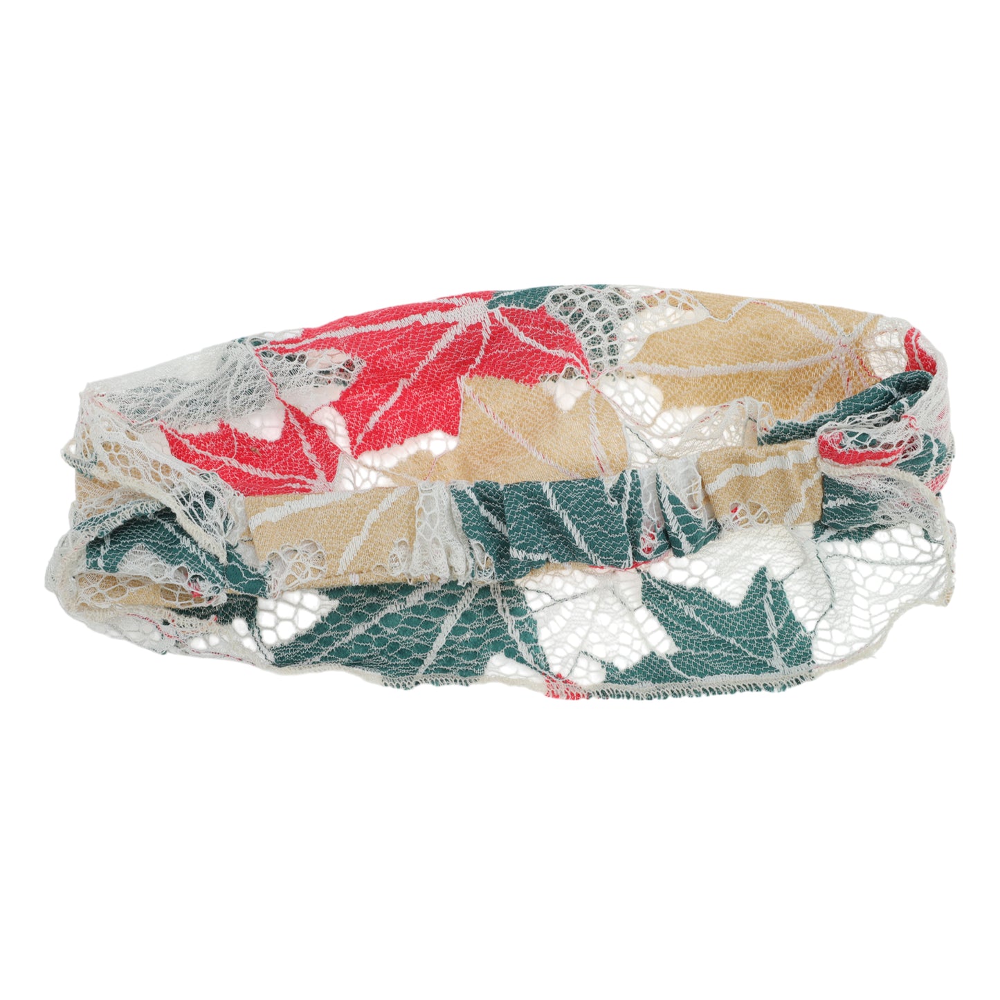 Maple Leaf Lace Wide Headband for Women Red Green 1 Pc