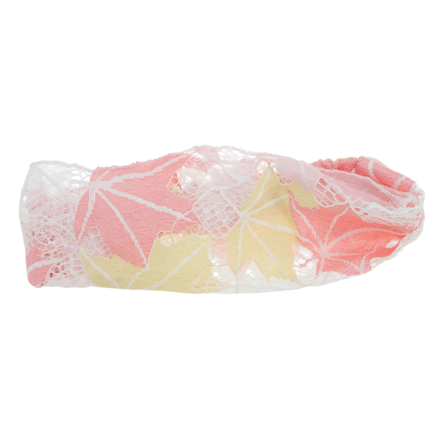 Maple Leaf Lace Wide Headband for Women Pink Yellow 1 Pc