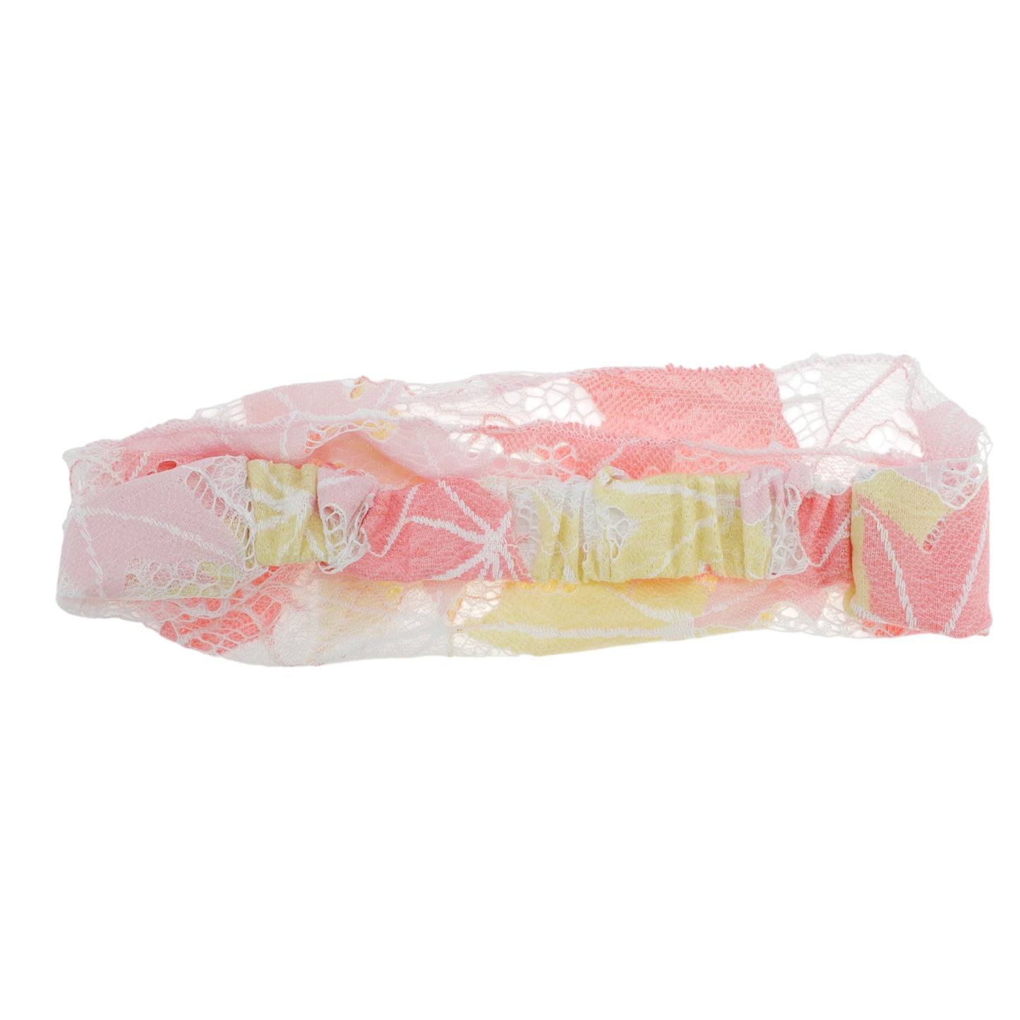 Maple Leaf Lace Wide Headband for Women Pink Yellow 1 Pc