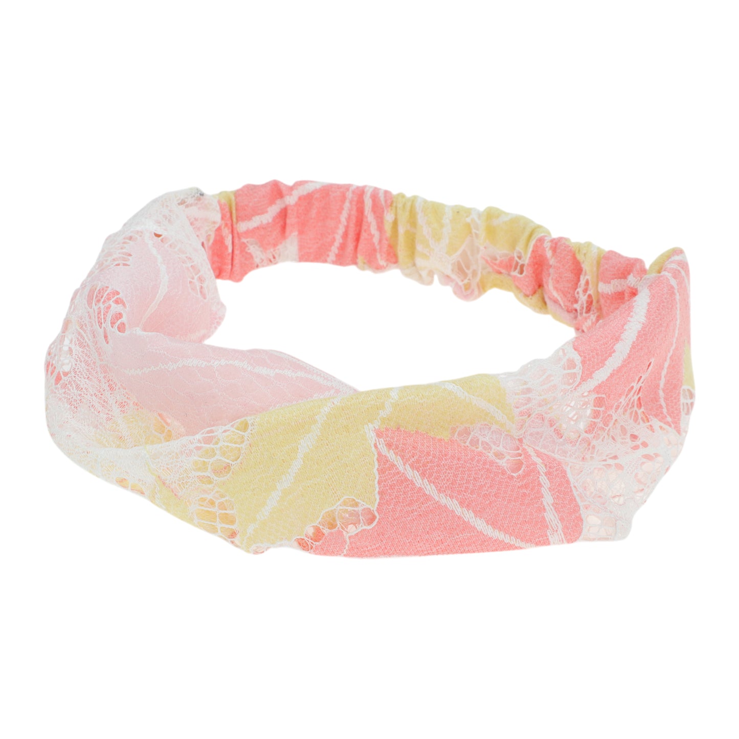 Maple Leaf Lace Wide Headband for Women Pink Yellow 1 Pc