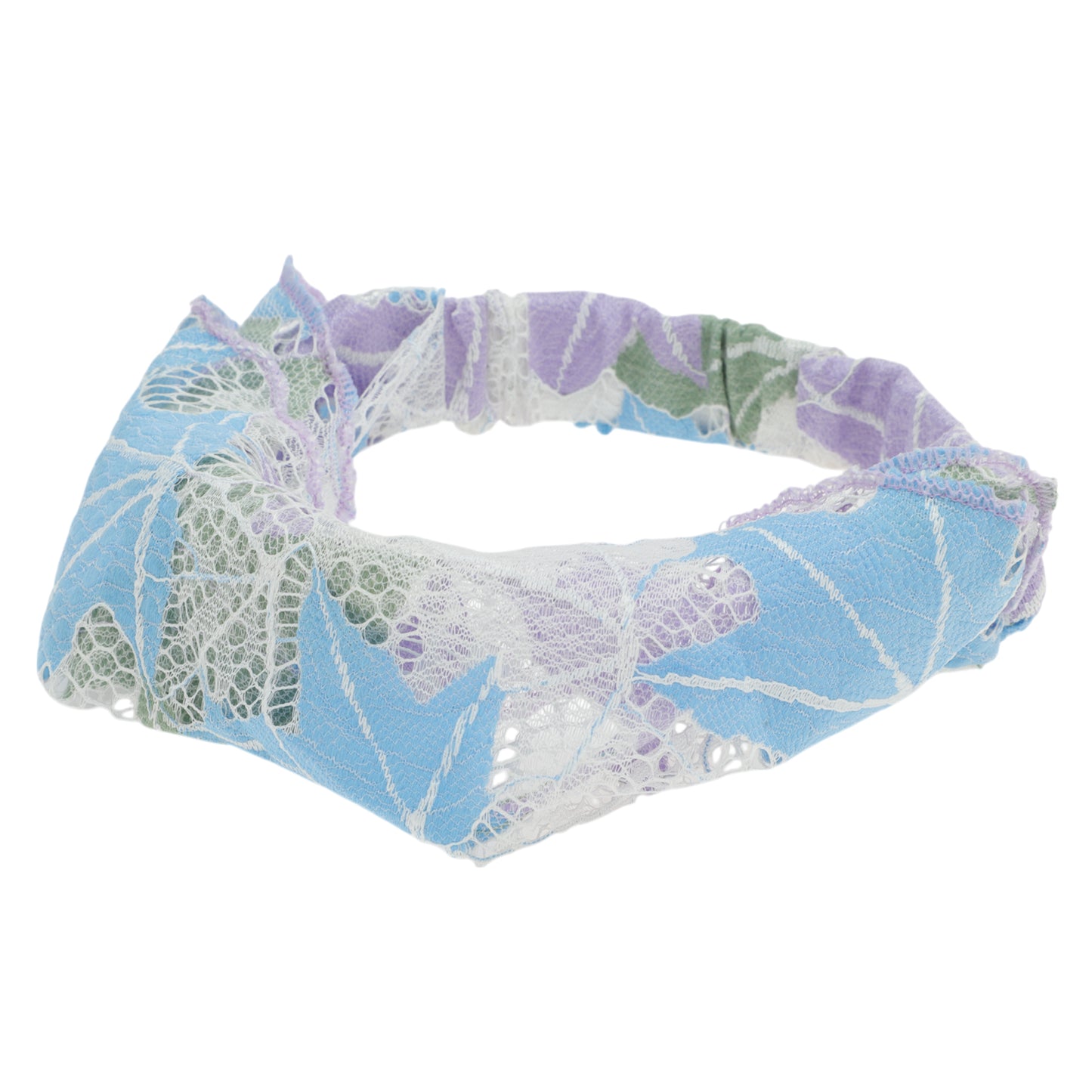 Diadema ancha de encaje con hojas de arce para mujer, color azul cielo y morado, 1 unidad