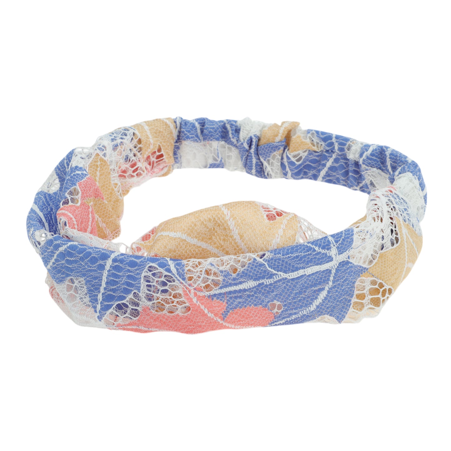 Maple Leaf Lace Wide Headband for Women Dark Blue Apricot 1 Pc