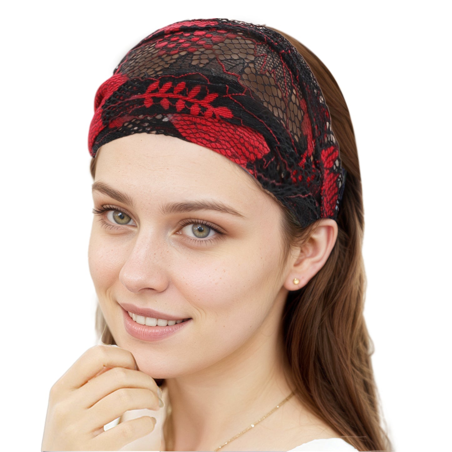 Breathable Maple Leaf Lace Headband for Women Black 1 Pc