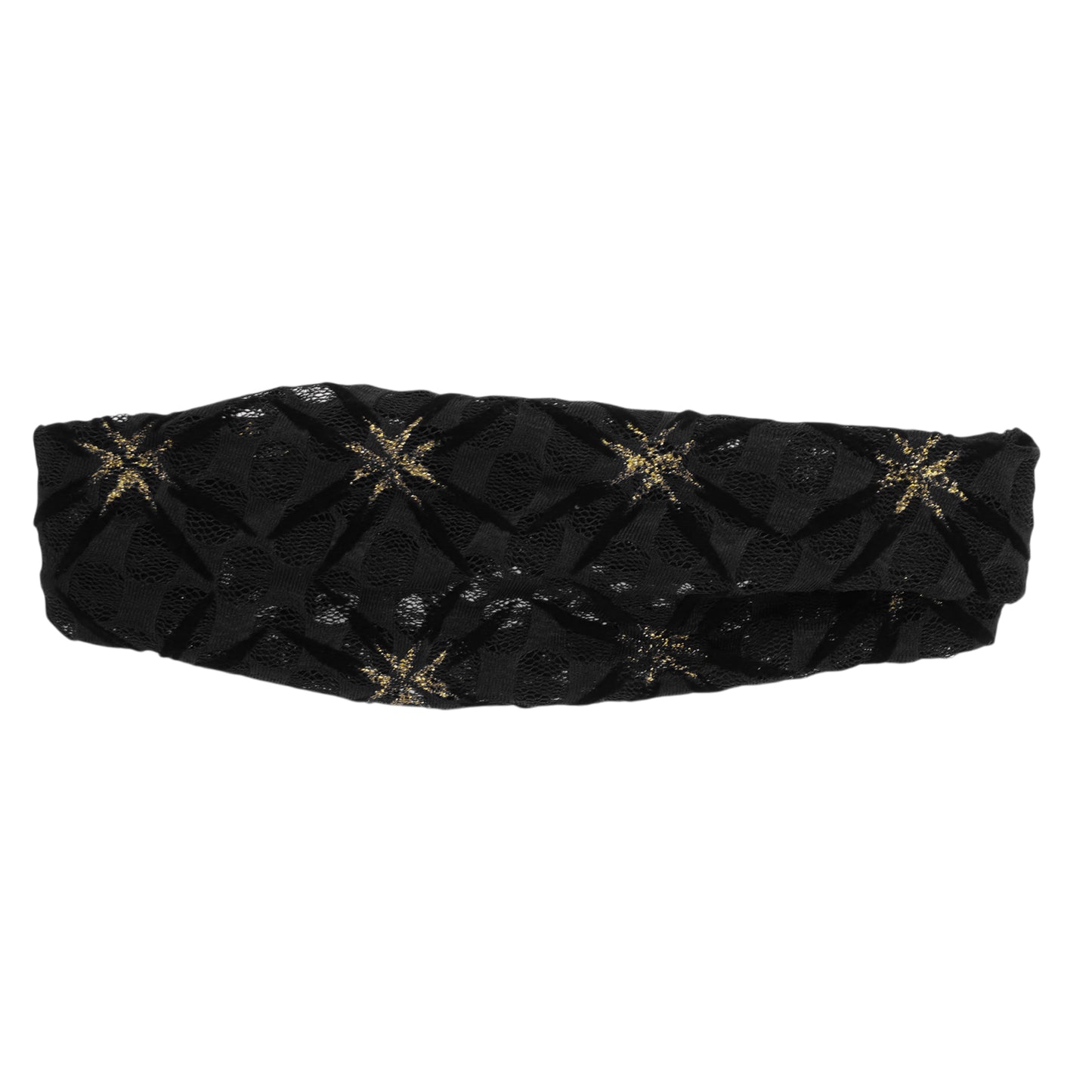 Shiny Pattern Mesh Breathable Wide Headband for Women Black 1 Pc