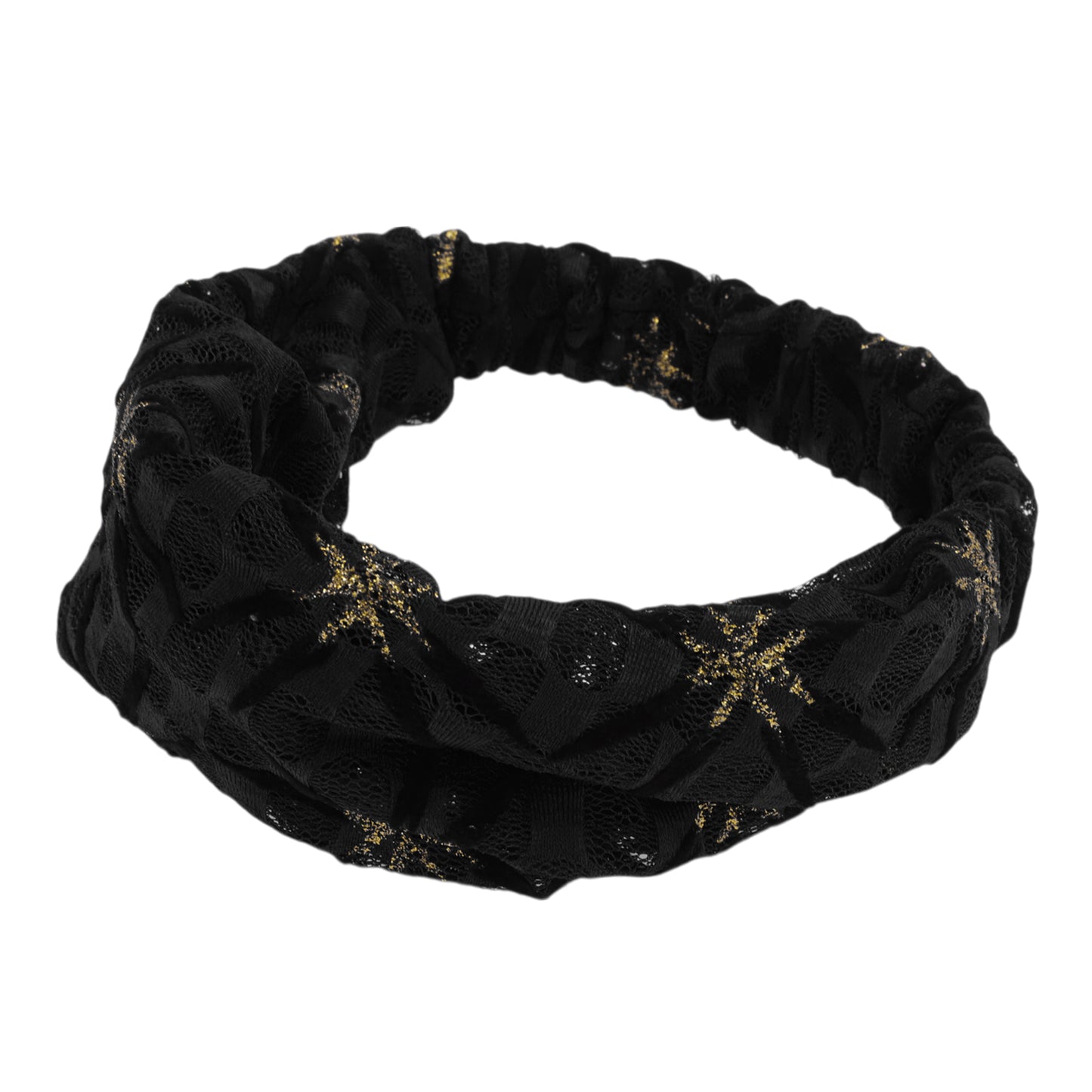 Shiny Pattern Mesh Breathable Wide Headband for Women Black 1 Pc
