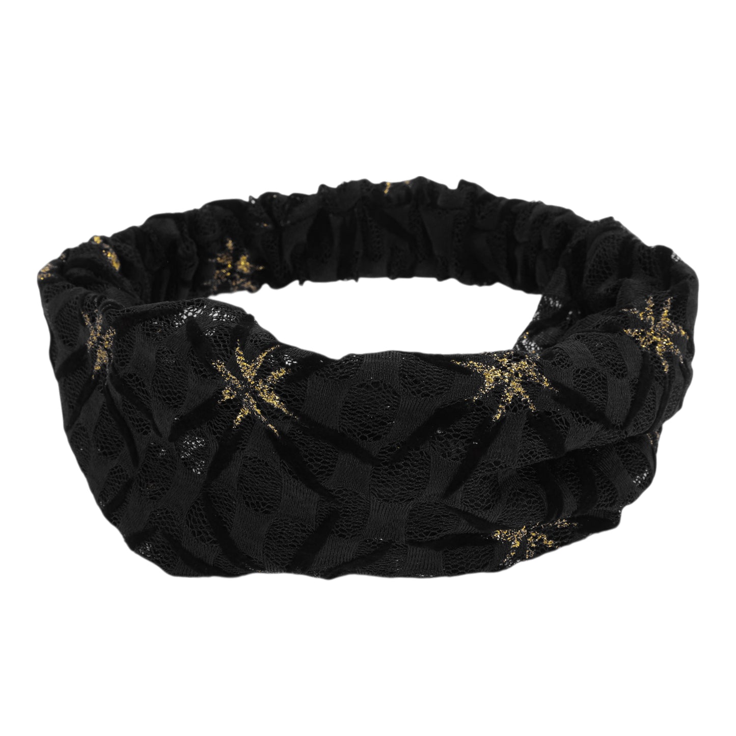 Shiny Pattern Mesh Breathable Wide Headband for Women Black 1 Pc