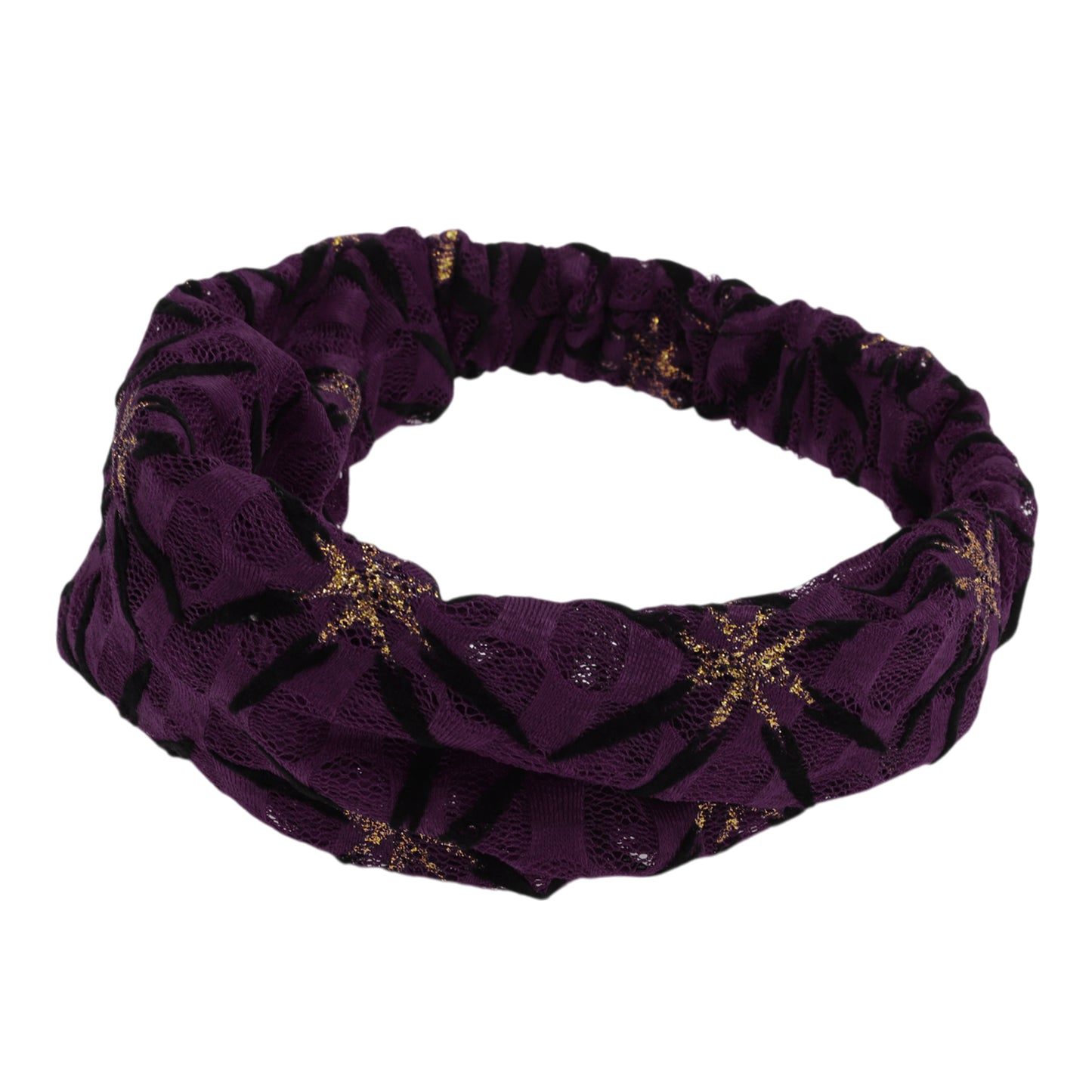 Shiny Pattern Mesh Breathable Wide Headband for Women Purple 1 Pc