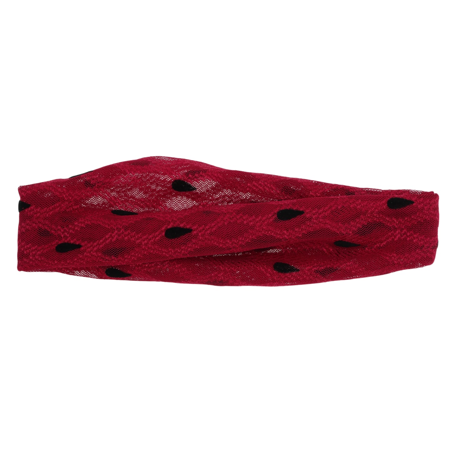 Dots Mesh Lace Wide Headband for Women Wine Red 1 Pc