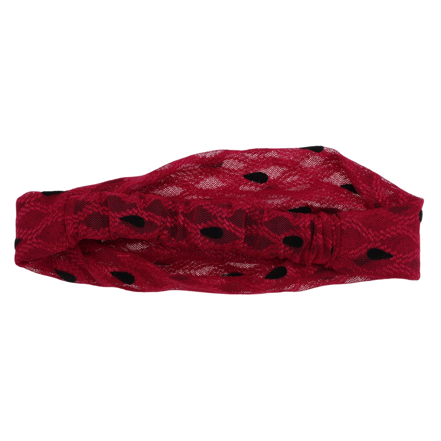 Dots Mesh Lace Wide Headband for Women Wine Red 1 Pc