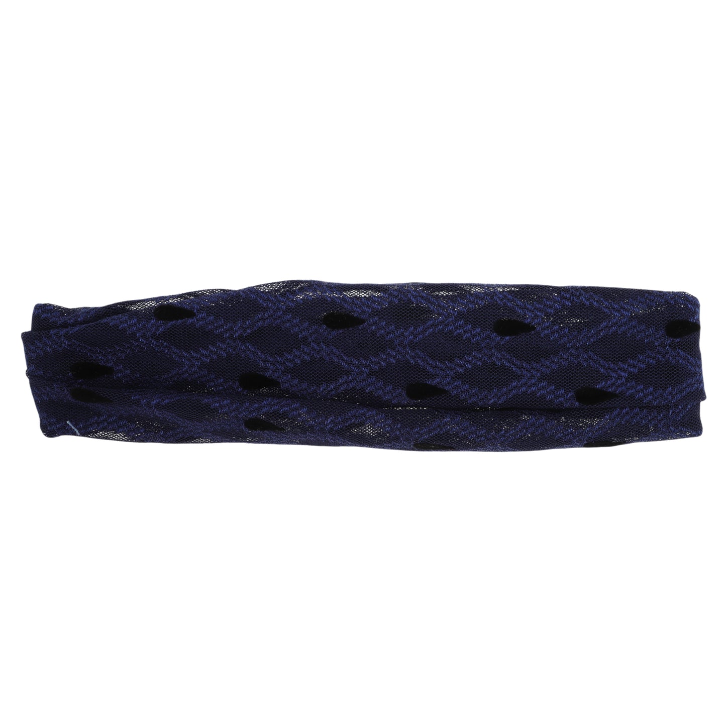 Diadema ancha de malla con encaje de lunares para mujer, azul marino, 1 unidad
