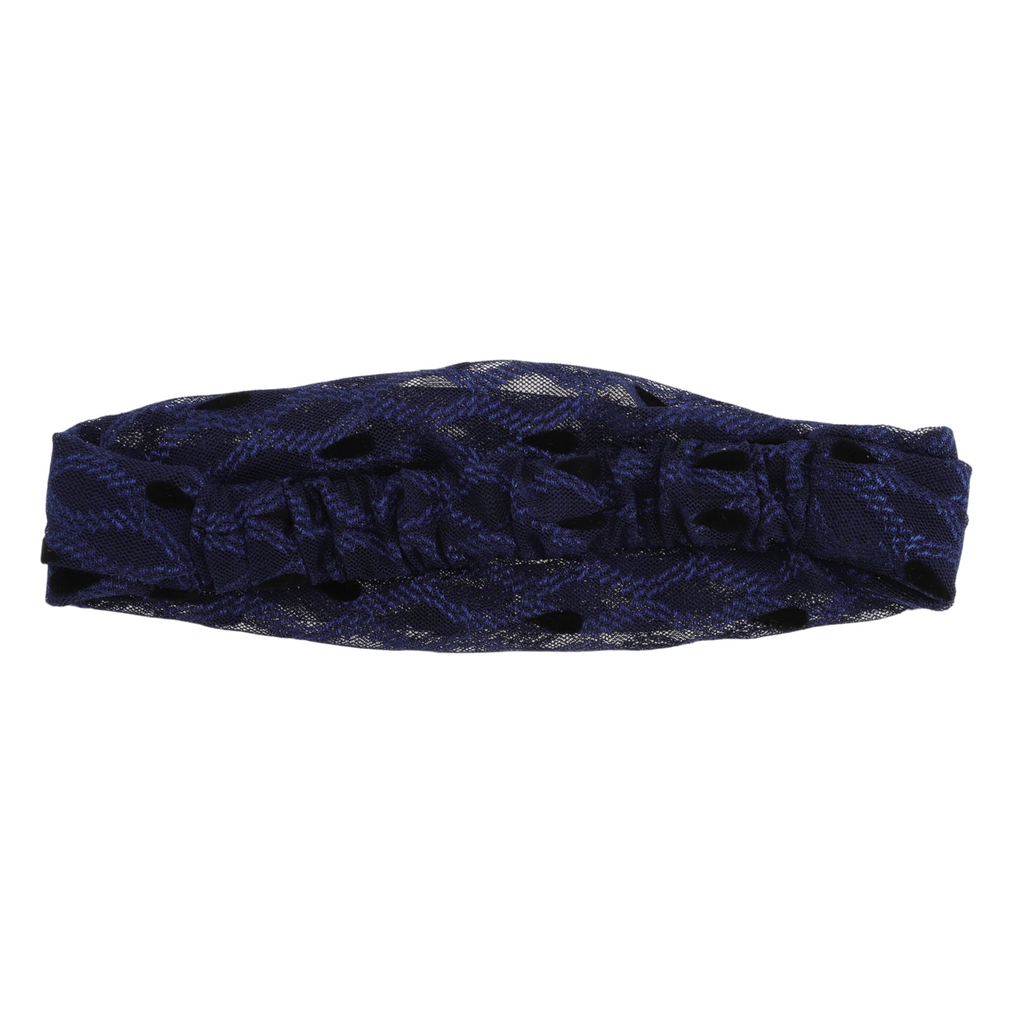 Diadema ancha de malla con encaje de lunares para mujer, azul marino, 1 unidad