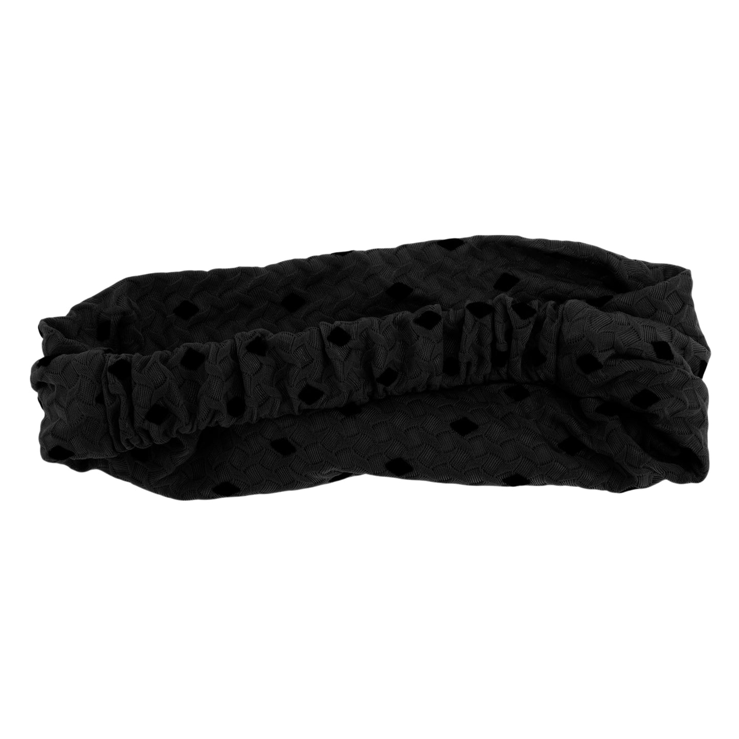 Diadema ancha de encaje con decoración de rombos para mujer, color negro, 1 unidad