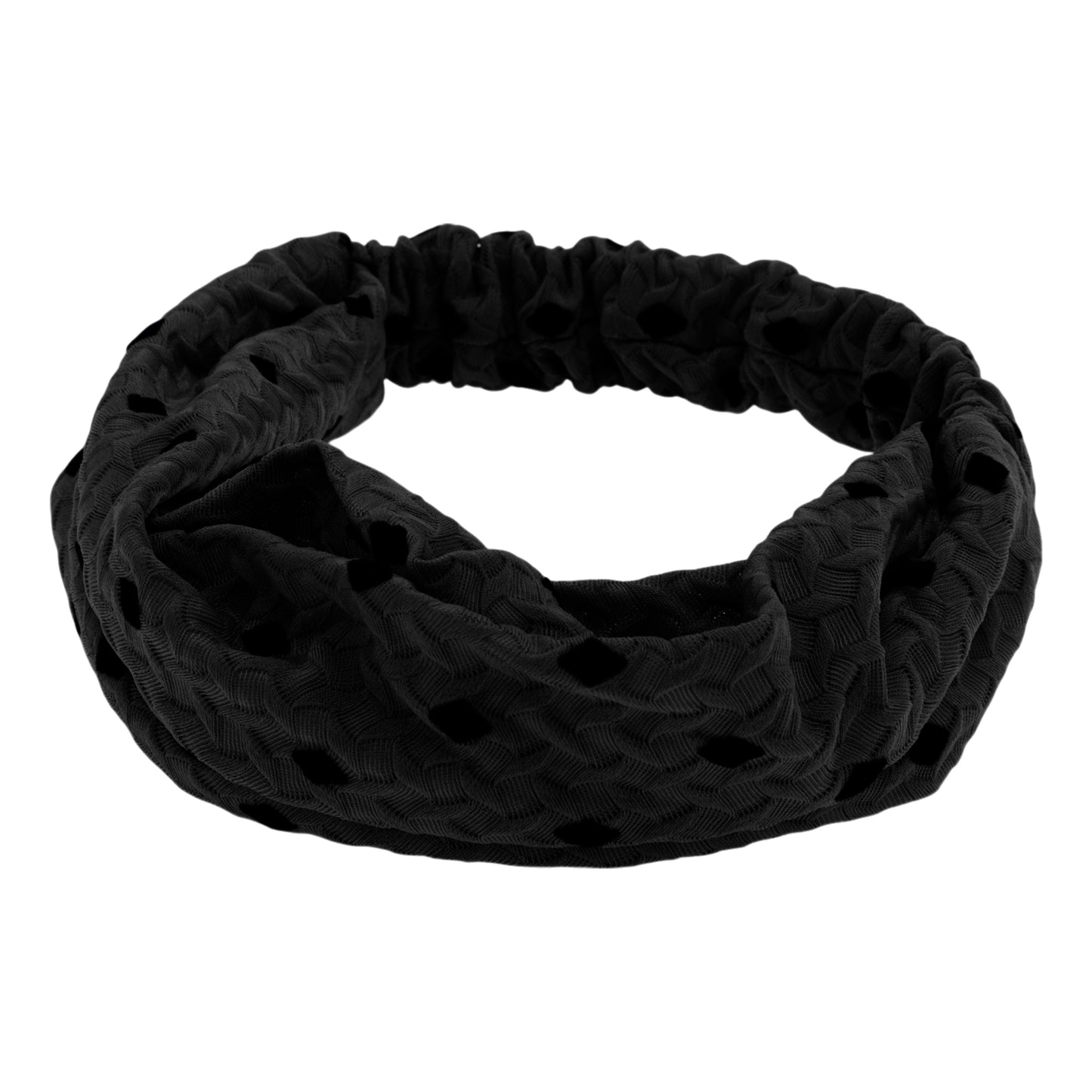 Diadema ancha de encaje con decoración de rombos para mujer, color negro, 1 unidad