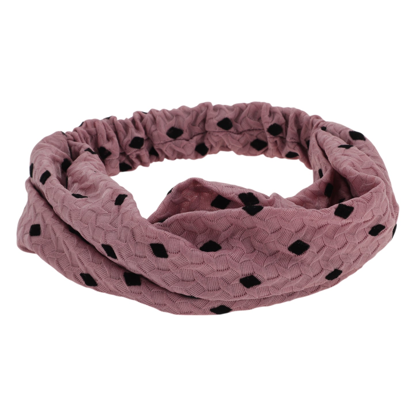 Diadema ancha de encaje con decoración de rombos para mujer, color rosa, 1 unidad