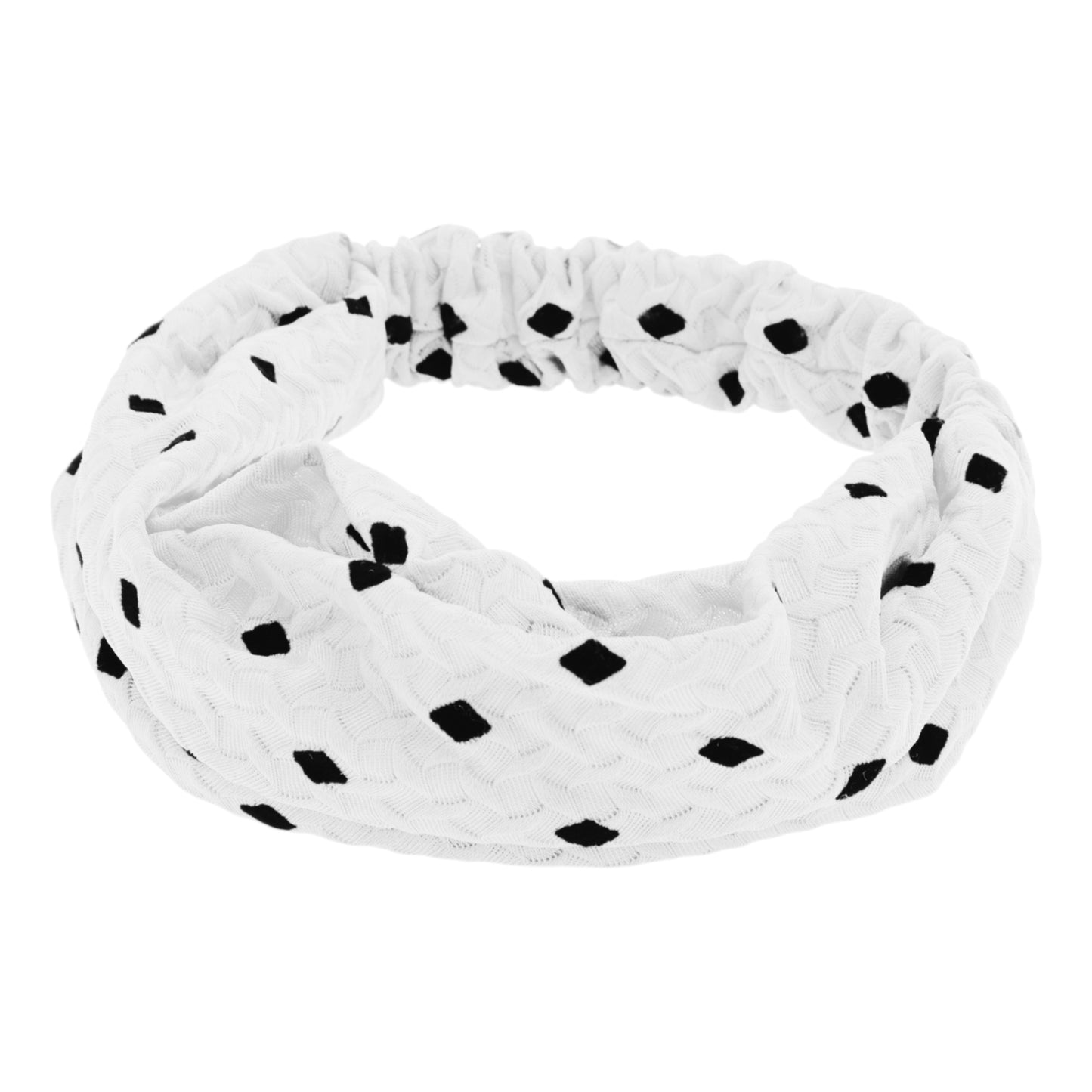 Diadema ancha de encaje con decoración de rombos para mujer, color blanco, 1 unidad