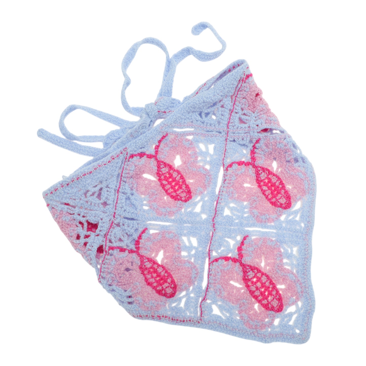 Bandana triangular de punto con flores de mariposa para mujer, azul, morado y beige, 2 unidades