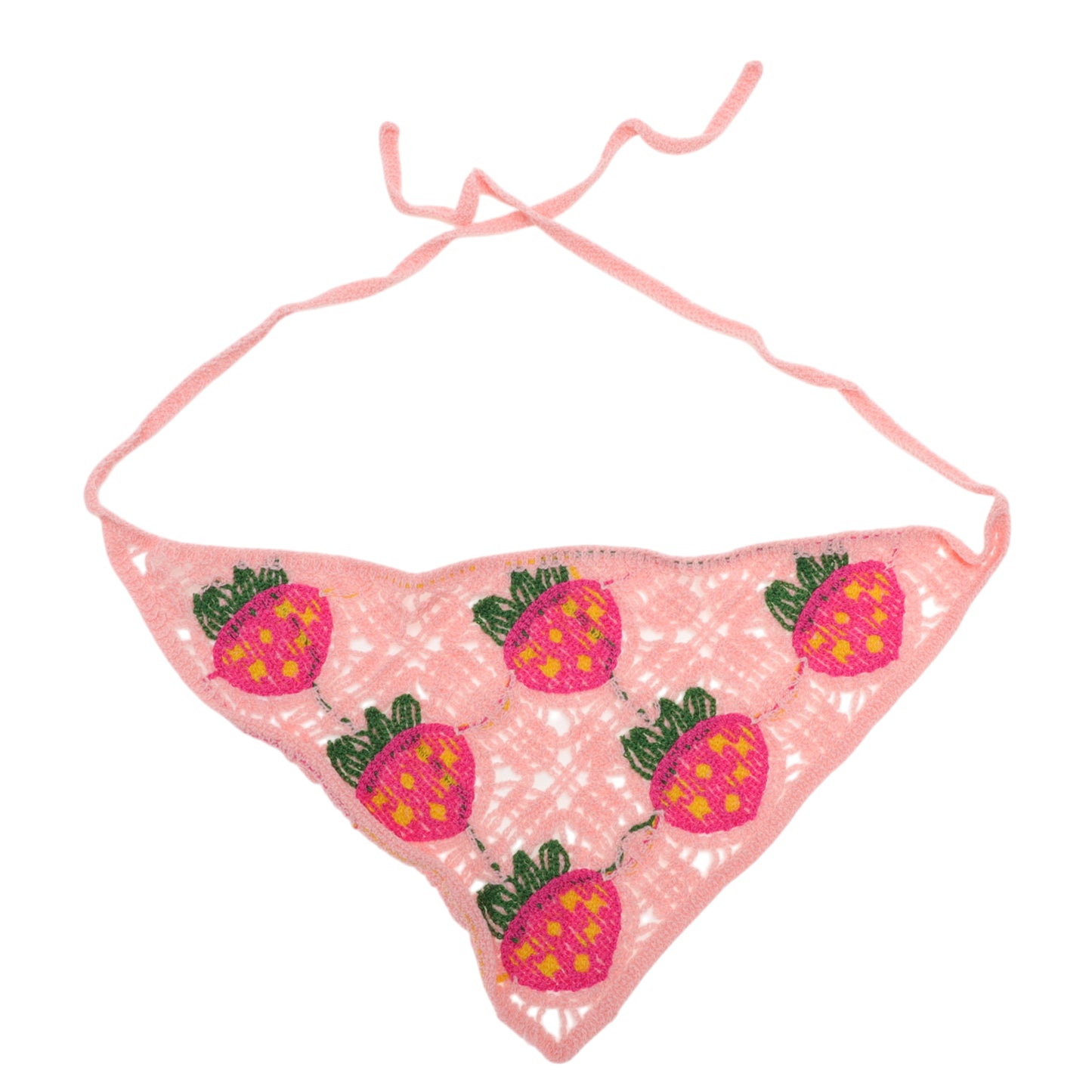 Knitted Triangle Bandana for Women Pink Blue Green White 2 Pcs
