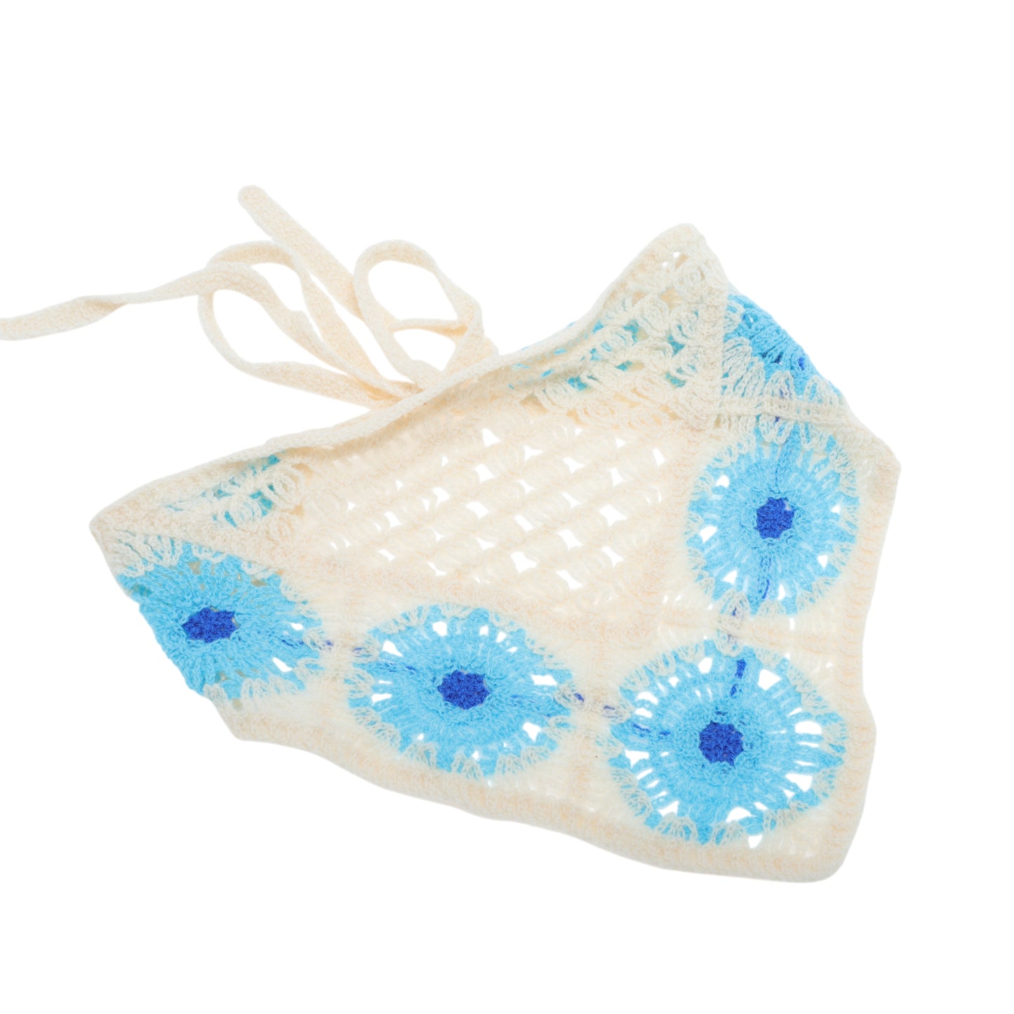 Sunflowers Knitted Triangle Bandana for Women Beige 2 Pcs