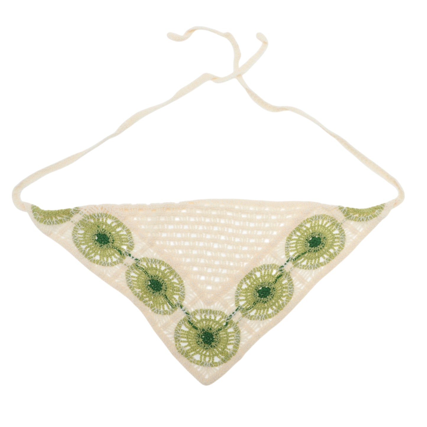 Bandana triangular de punto floral para mujer beige, 2 piezas