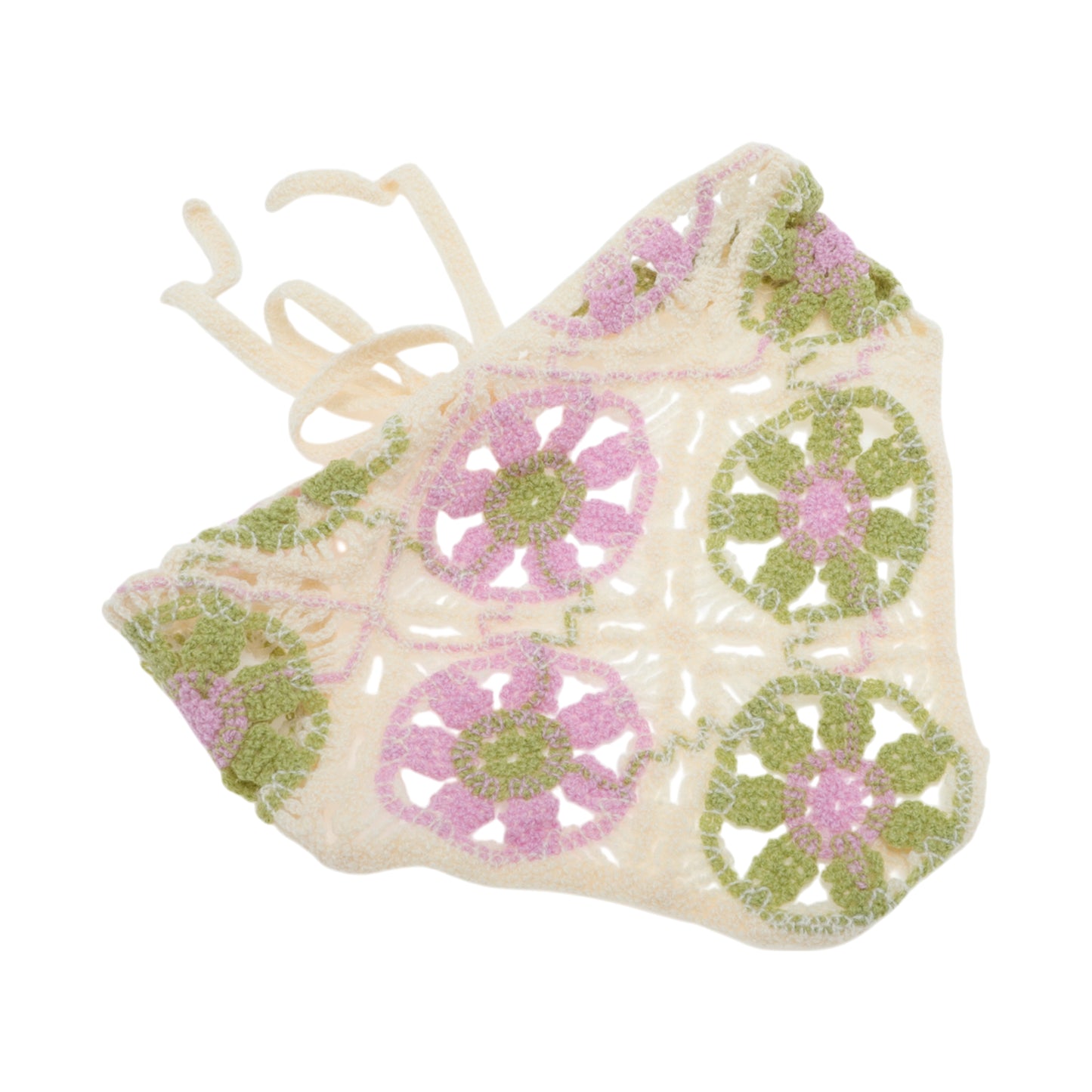 Bandana triangular de punto floral para mujer beige, 2 piezas