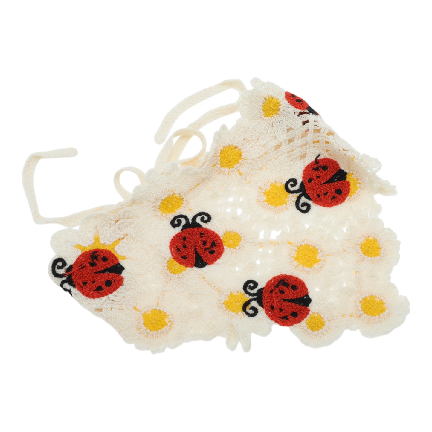 Bandana triangular de punto floral para mujer, color blanco y beige, 2 unidades