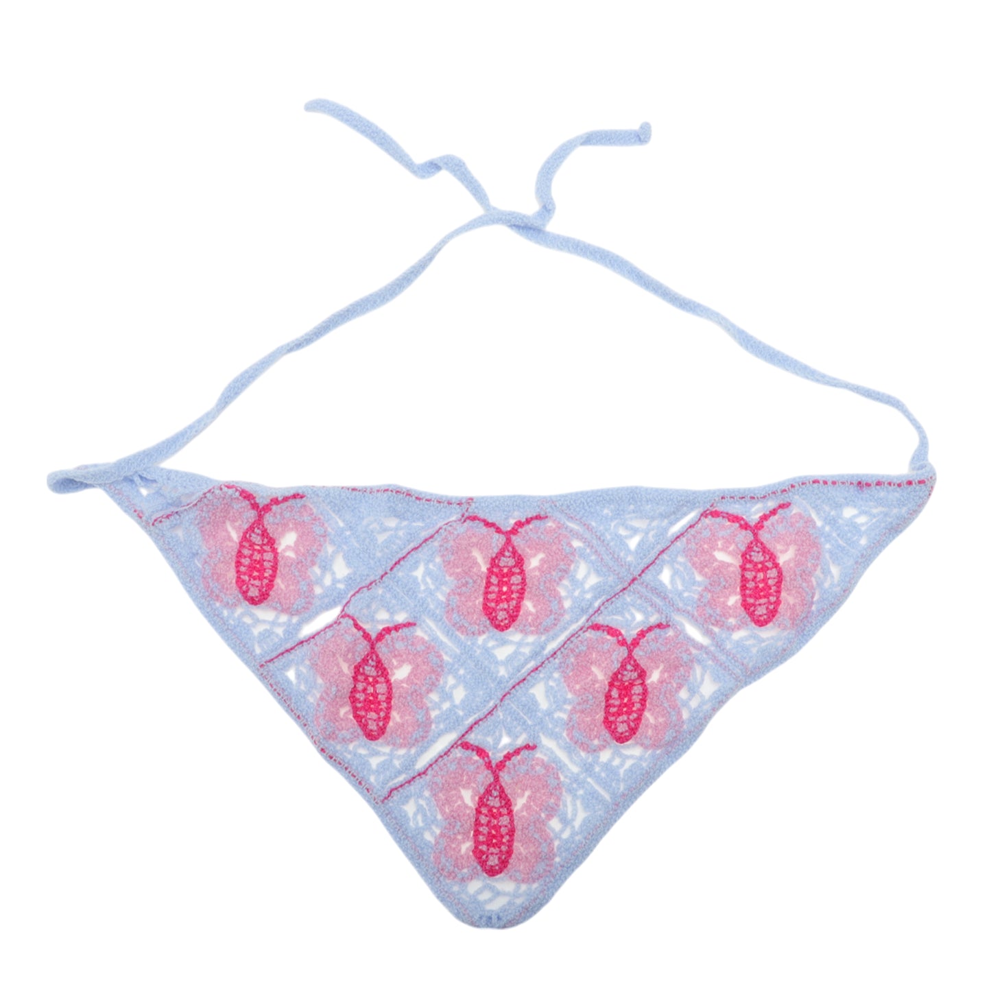 Bandana triangular de punto con diseño de mariposa y girasol para mujer, azul, morado y beige, 2 unidades