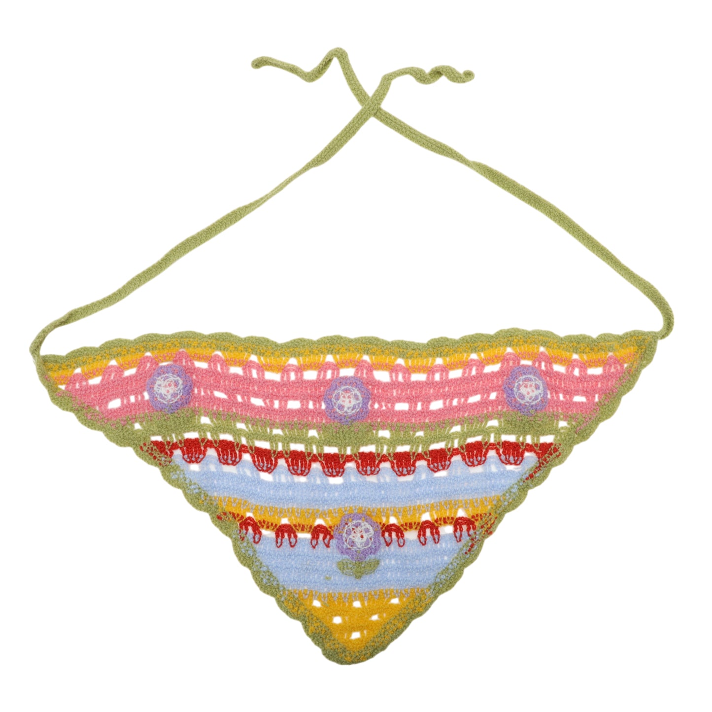 Knitted Triangle Bandana for Women Pink Beige 2 Pcs