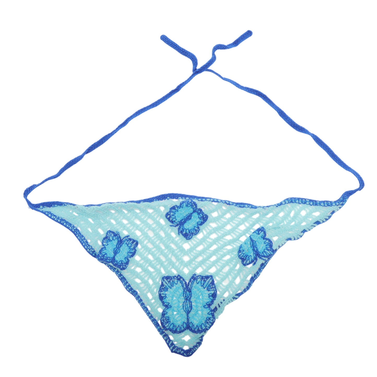 Knitted Triangle Bandana for Women Beige Sky Blue 2 Pcs
