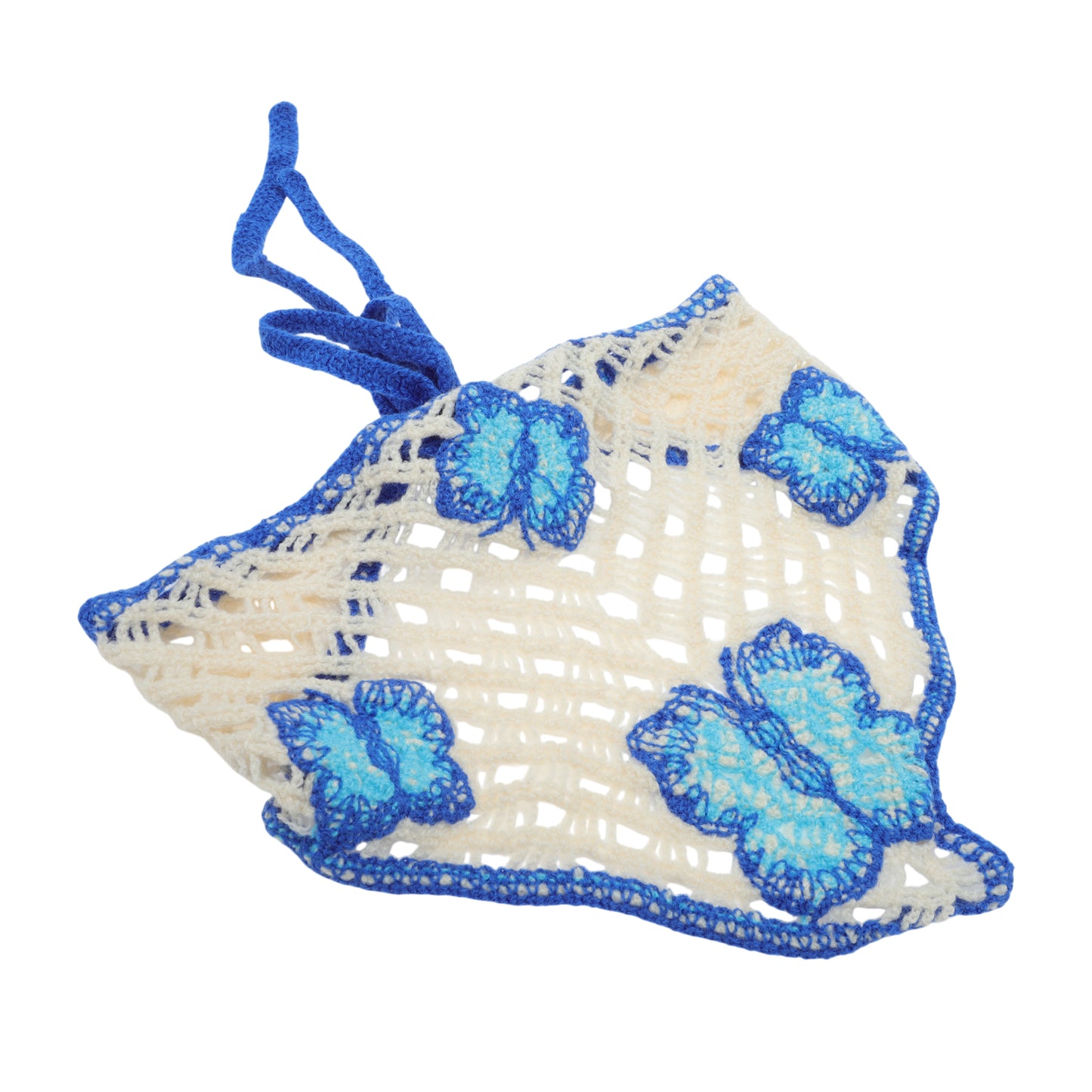 Knitted Triangle Bandana for Women Beige Sky Blue 2 Pcs