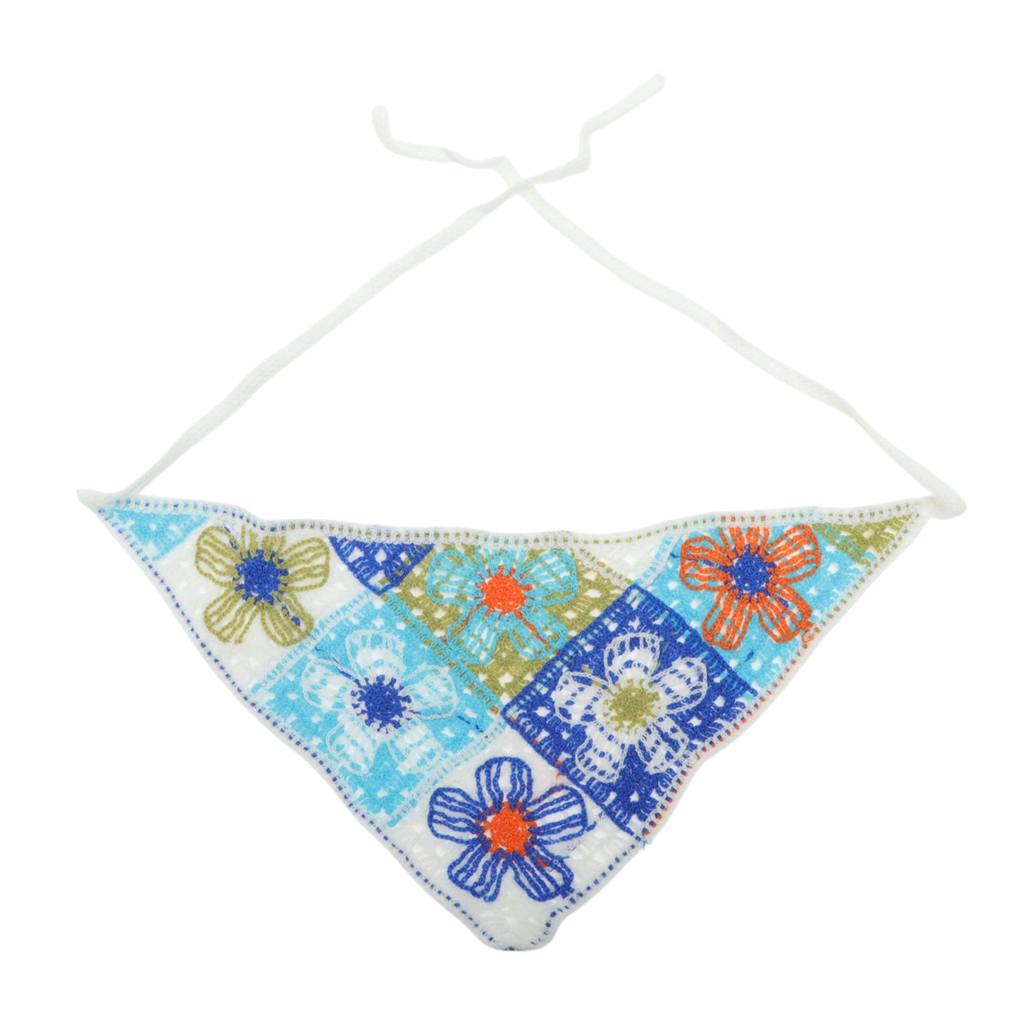Bandana triangular de punto con flores para mujer, azul y rosa, 2 unidades
