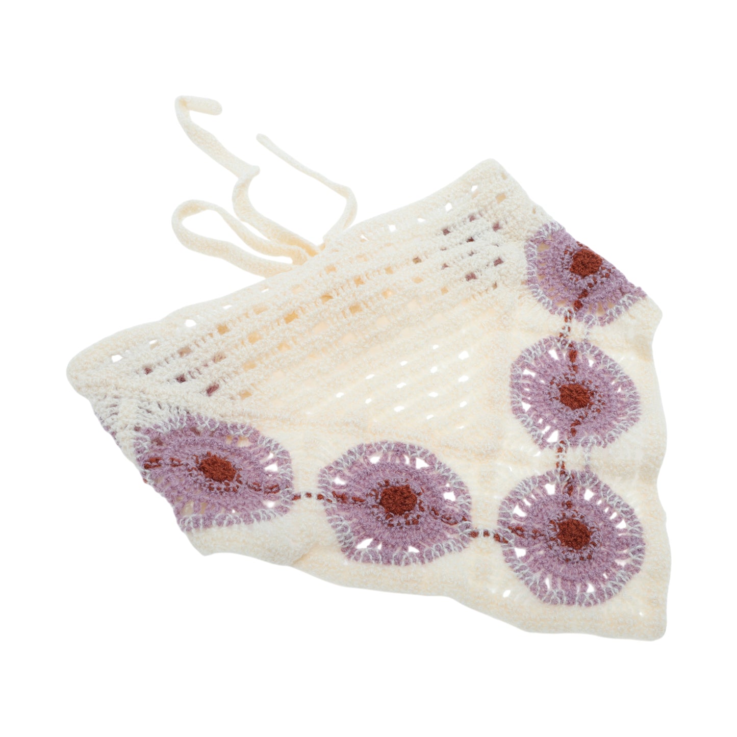 Bandana triangular de punto floral para mujer, beige y negro, 2 unidades