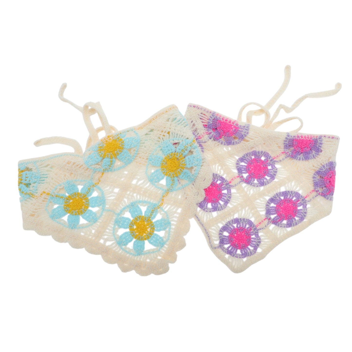 Blossom Knitted Triangle Bandana for Women Beige 2 Pcs