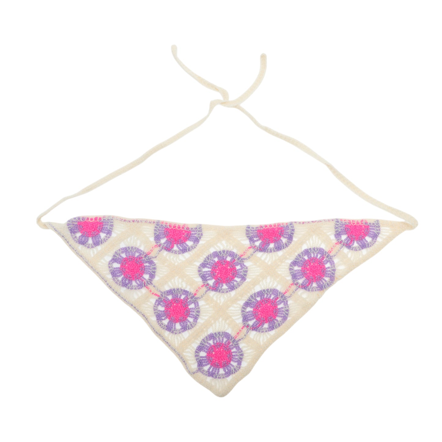 Blossom Knitted Triangle Bandana for Women Beige 2 Pcs