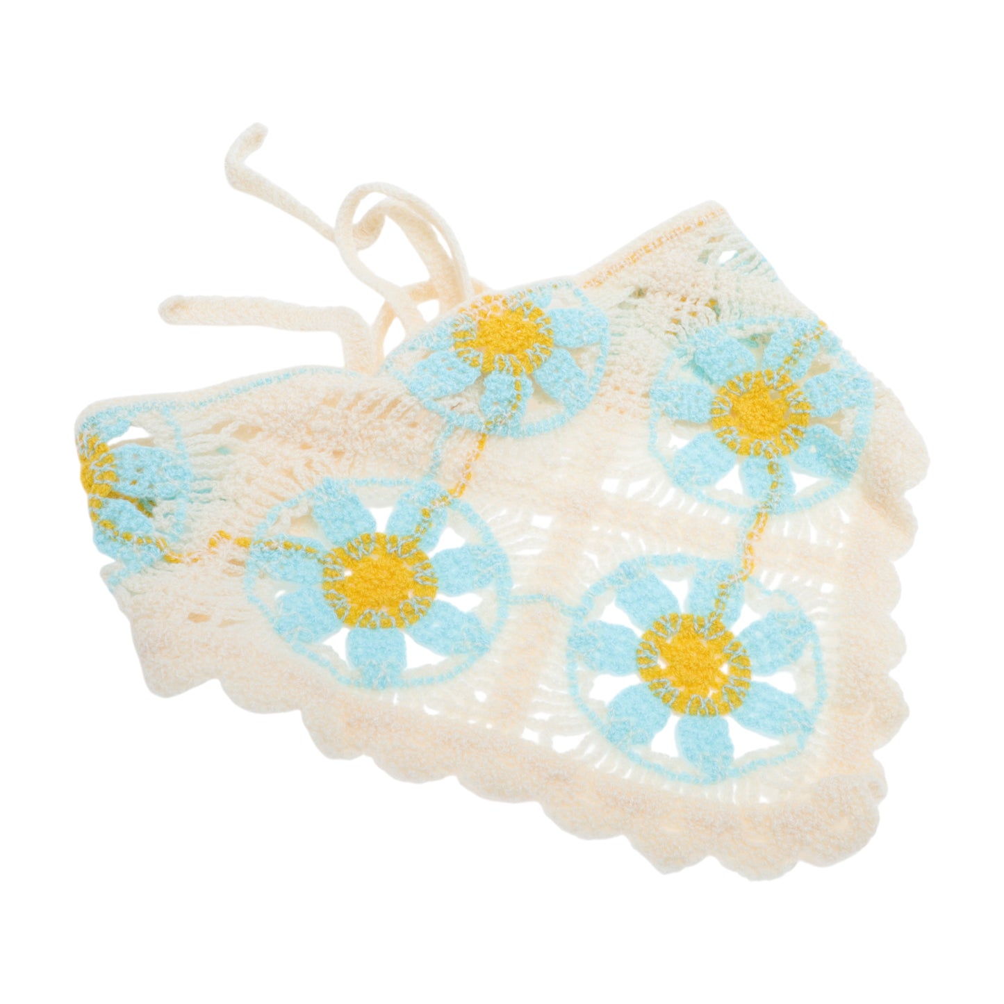 Blossom Knitted Triangle Bandana for Women Beige 2 Pcs