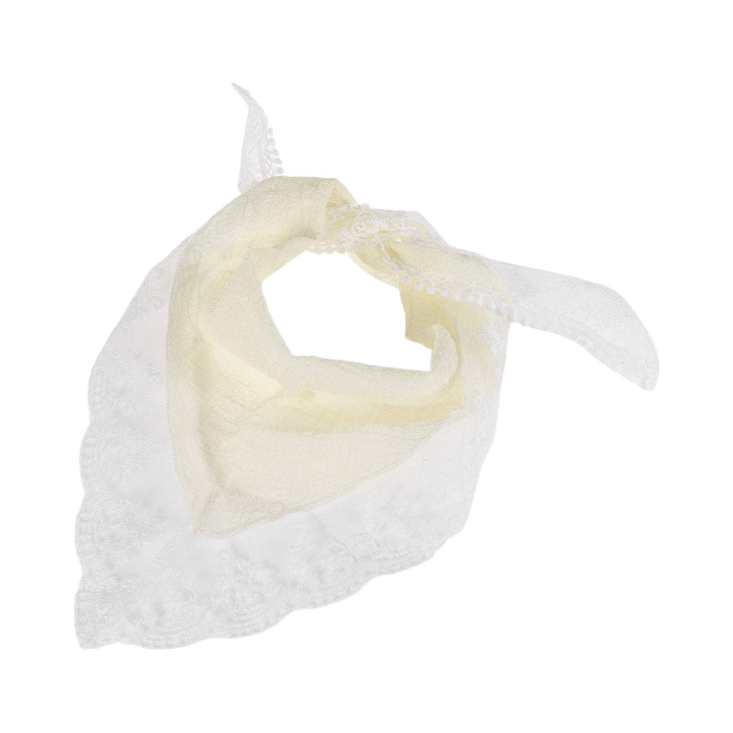 Bandana triangular de encaje francés de color liso para mujer, color beige, 1 unidad