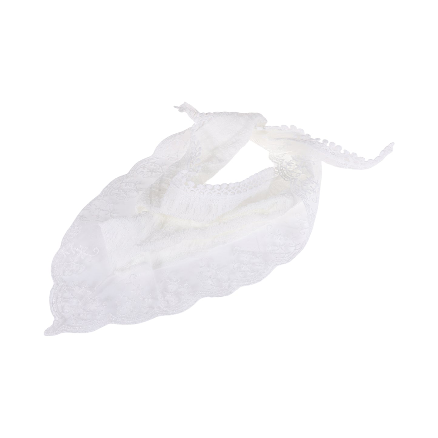 Bandana triangular de encaje francés de color liso para mujer, color blanco puro, 1 unidad